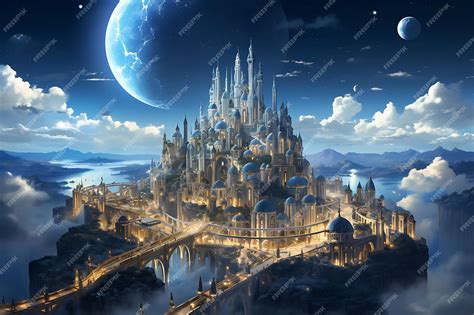 Premium AI Image | Skyborne Citadel Witness the Grandeur of a Skyborne