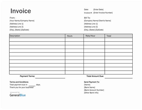 Freelance Hourly Invoice Template In Excel Simple