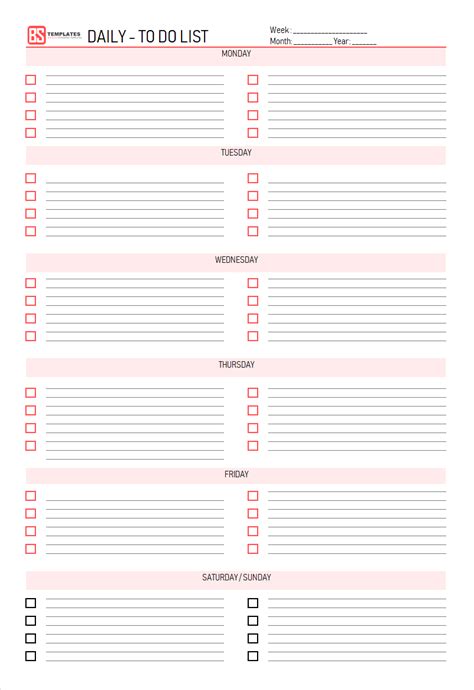 Printable To Do List Template Excel Sample Example Pdf