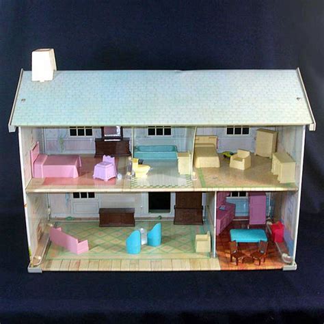 copperton lane wolverine tin litho 2 story dollhouse with furniture dollhouses miniatures 12541