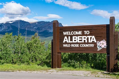 Welcome To Alberta Canada Roadside Sign Stock Photo Download Image