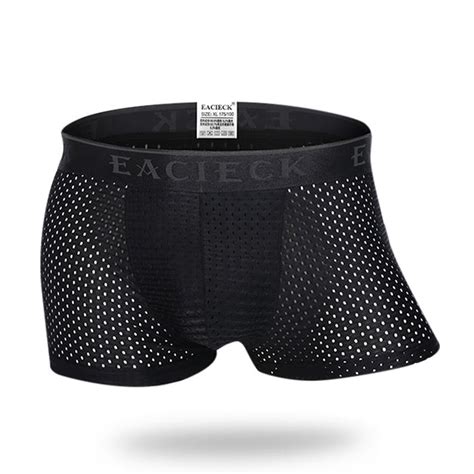 Anself Male Underwear Mesh Breathable Boxer Men Nylon Casual Thin Solid Color Sexy Boxers Summer