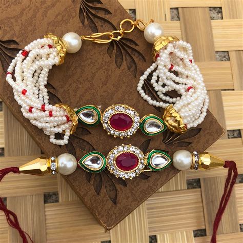 Designer Beads Bracelet Rakhi Combo For Bhaiya N Bhabhi Buy Online