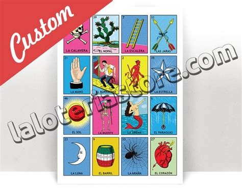 Custom Loteria Board Print Personalized Lottery Cards Art