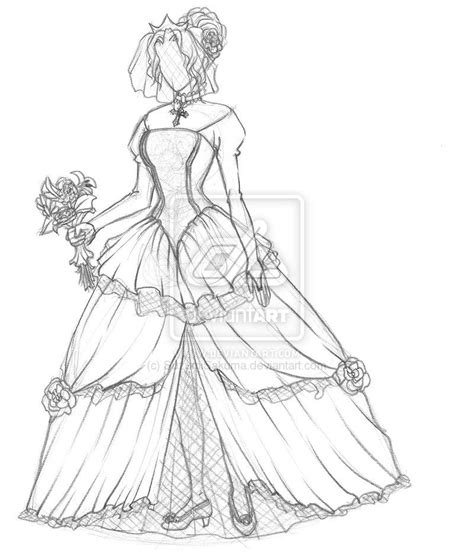 How To Draw A Wedding Dress For Beginners Drawing And Coloring