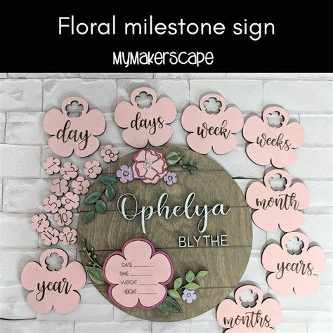 Floral Milestone Sign Mymakerscape