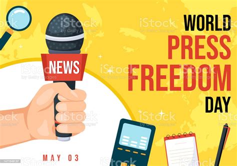 Vetores De Dia Mundial Da Liberdade De Imprensa Em 3 De Maio Ilustração Com As Mãos Segurando