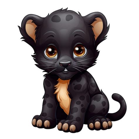 Premium Psd Illustration Cute Friendly Baby Black Panther Transparent