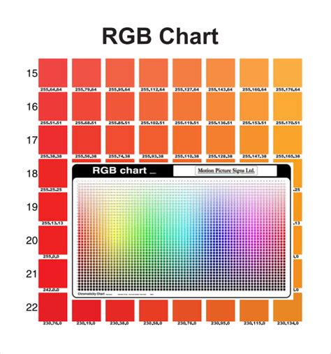 FREE Useful Sample RGB Color Chart Templates In PDF