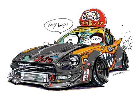 Car Illustration “crazy Car Art” Jdm Japanese Old Ozizo Art Show