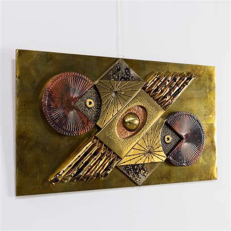 Mixed Metals Brutalist Wall Sculpture In The Style Of Curtis C Jere