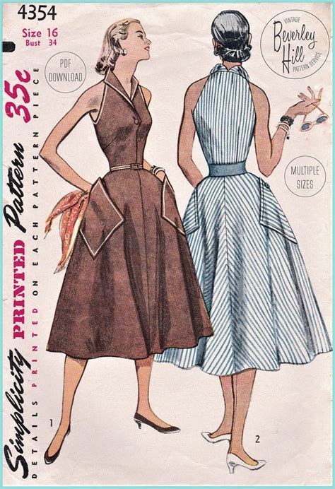Vintage Sewing Pattern Reproduction 1950s 50s Chic Collared Etsy