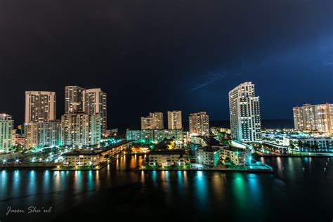 Florida Miami Tower Marina Bridge Beach Monuments Usa Night Urban
