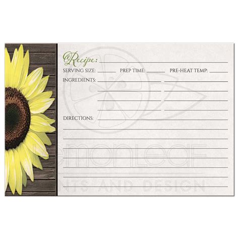 Showcase your favorite recipes with zazzle's premium selection of cute recipe cards. Recipe Cards - Personalized Rustic Sunflower and Wood