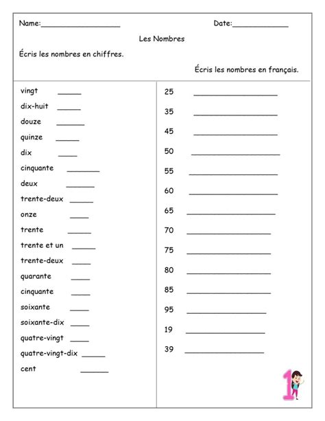 Free Printable Worksheets French Numbers
