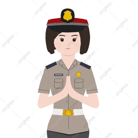gambar gambar ilustrasi polisi wanita watak dengan latar belakang transparan polwan kartun