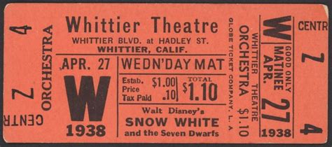 Day tickets can be purchased at: Filmic Light - Snow White Archive: 1938 Snow White Movie Tickets