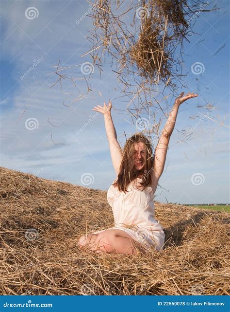Sexy Country Girl Play With Hay Royalty Free Stock Photos Image 22560078