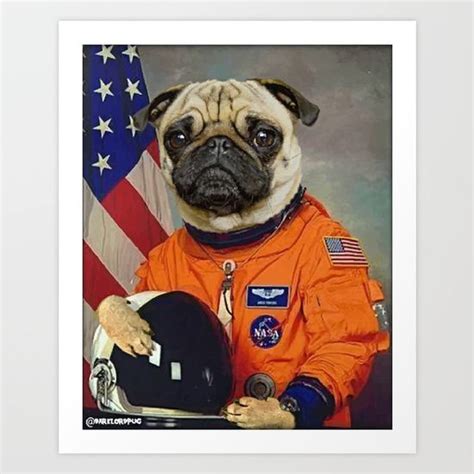 Space Pug Art Print Cani Divertenti Carlino Animali