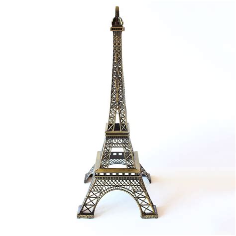 Metal Eiffel Tower Decoration In Bronze 15 Tall Silk Flower