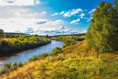 Summer River Landscape Siberia Russia Stock Image Image Of Grass