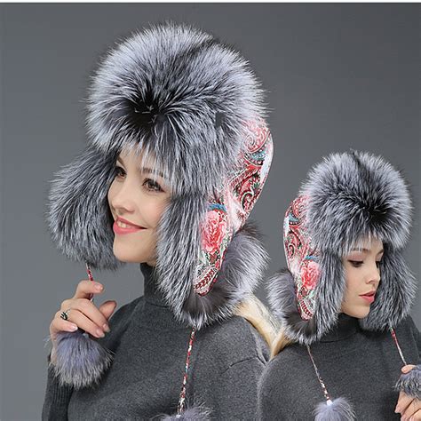 New Autumn And Winter Womens Thickening Ear Muff Hat Real Fox Fur
