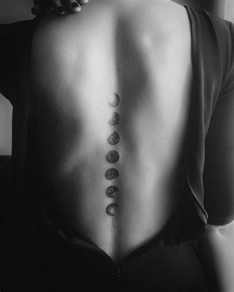 My Moon Phases Floral Tattoo Back Tattoo Feminine Spine Tattoo