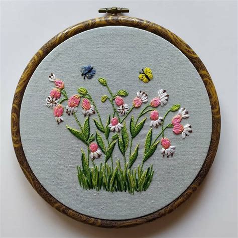 Wall Hanging Embroidered Art Flowers Framed Embroidered Art Handmade