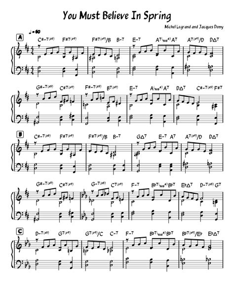 You Must Believe In Spring Sheet Music For Piano Solo