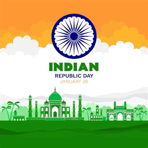 Flat Design Indian Republic Day Concept Free Vector