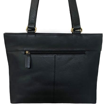 Rowallan Soft Black Leather Shoulder Bag Handbag Tote Bag