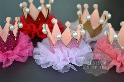 Glitter Pearl Ruffle Tulle Crowns Diy Birthday Tiara Crown Etsy