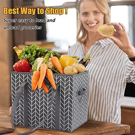 Reusable Grocery Shopping Box Bags 3 Pack Heavy Duty Tote Bag Set With