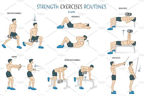 Strength Exercise Routine ~ Illustrations ~ Creative Market