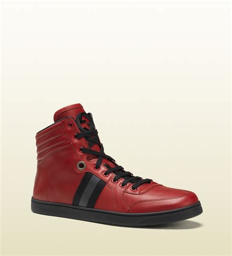 Gucci Mens High Top Sneaker From Viaggio Collection In Red For Men Lyst