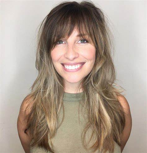 Wispy Shag With Bangs For Long Fine Hair Curlyhairwithbangs Long Shag