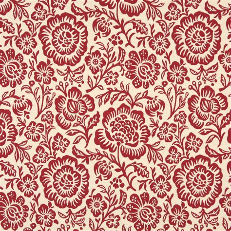 Drapery Upholstery Fabric Red Ivory Garnet Floral Fabric Bistro