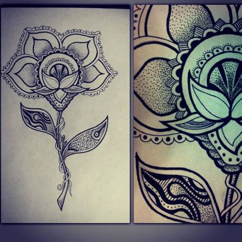 Flower Dotwork Black And White Doodle Tattoo Sketches Polynesian Tattoo