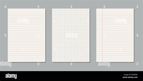 Set Of Realistic Blank Sheets Of Square And Lined Paper Vector