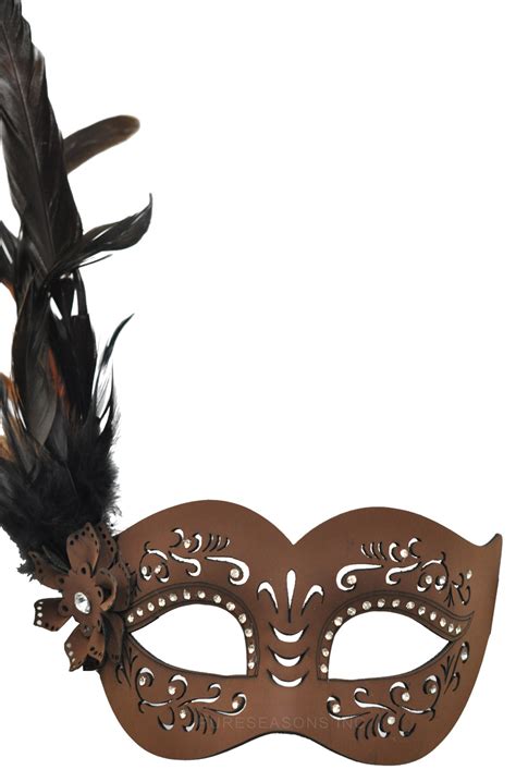 Feathered Divinity Masquerade Mask Brown