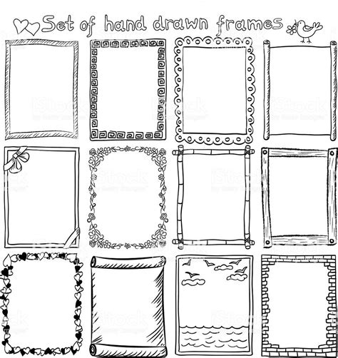 Set Of Hand Drawn Frames Royalty Free Frame Border Stock Vector