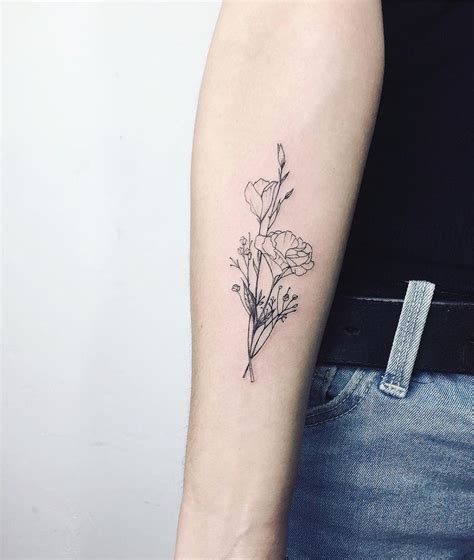 Line Work ᴛᴀᴛᴛᴏᴏ татуировка цветы эскизы Simple Flower Tattoo