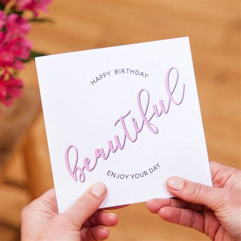 Happy birthday greeting card templates collection. Happy Birthday 'beautiful' Card By Mrs L Cards | notonthehighstreet.com