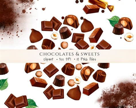 Watercolor Chocolate Clipart Sweets Clip Art Chocolate Etsy