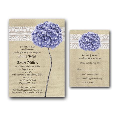 Burlap Lace And Hydrangea Invitation Dot And Bow