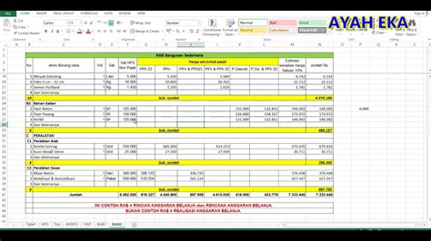 Cara Membuat Rab Pada Excel