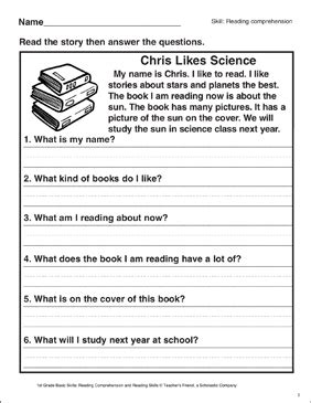 Comprehension tectonic plates reading comprehension acids and bases reading comprehension asexual reproduction reading comprehension nuclear energy reading comprehension stars reading comprehension cancer reading comprehension puberty. Chris Likes Science (Reading Comprehension) | Printable Skills Sheets