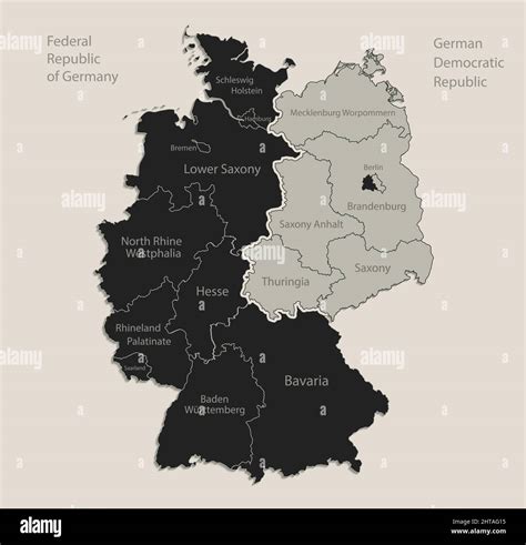 Schwarze Karte Von Deutschland Auf West Und Ostdeutschland Geteilte