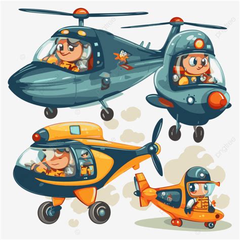 Airforce Clipart Set Of Cartoon Cartoon Characters With Helicopters