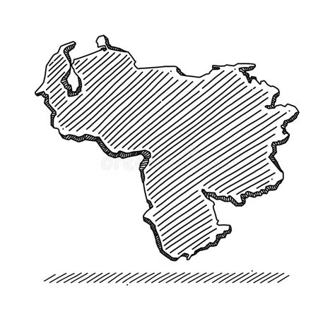 El Mapa De Venezuela Del Contorno Negro Curva En El Fondo Blanco Del
